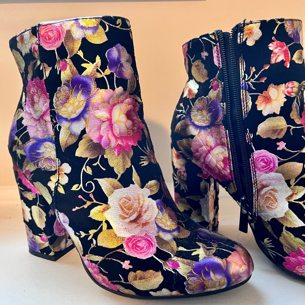 Floral Ankle Booties